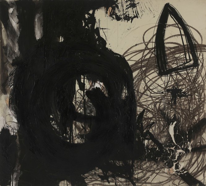 untitled, 1988, mixed media on paper on wood, 66.93 x 74.80 in