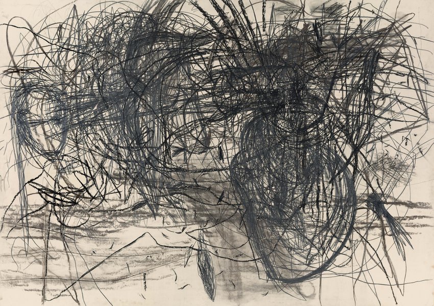 ohne Titel, 1990, Mischtechnik, Papier auf Holz, 183 x 260 cm