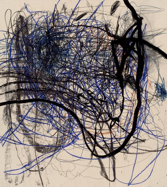 ohne Titel, 1990, Mischtechnik, Papier auf Holz, 190 x 170 cm