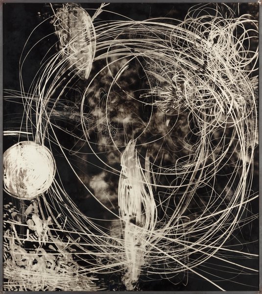 untitled, 1989, drawing on soot covered glass, 74.80 x 66.92 in