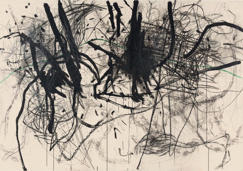 ohne Titel, 1990, Mischtechnik, Papier auf Holz, 183 x 260 cm