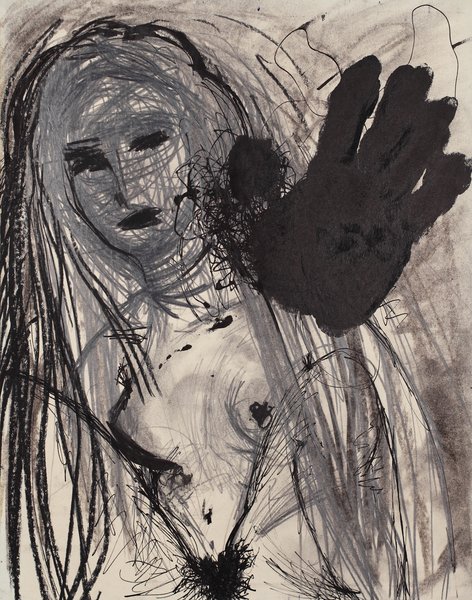 ohne Titel, 1989, Mischtechnik, Papier auf Holz, 45 x 35 cm