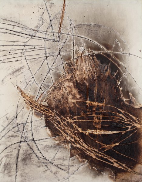 ohne Titel, 1989, Mischtechnik, Papier auf Holz, 45 x 35 cm