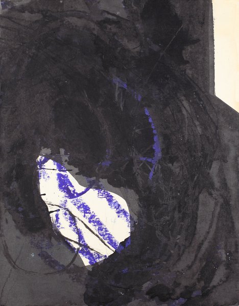 untitled, 1989, mixed media, paper on wood, 17.72 x 13.78 in