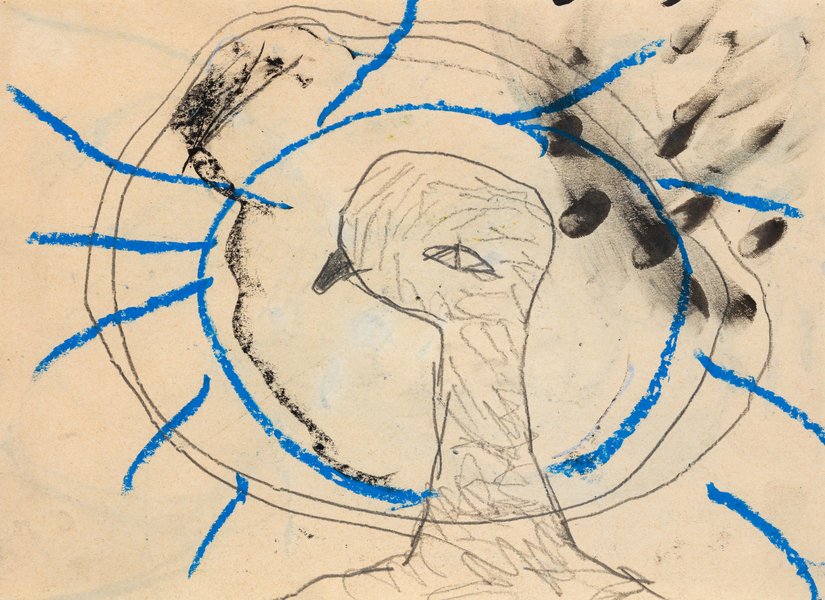 ohne Titel, 1985, Mischtechnik auf Papier, 23,7 x 31,8 cm