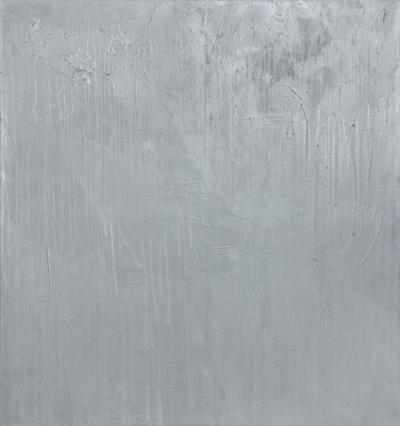 ohne Titel, 1988, Öl, Silberlack auf Leinwand, 170 x 160 cm